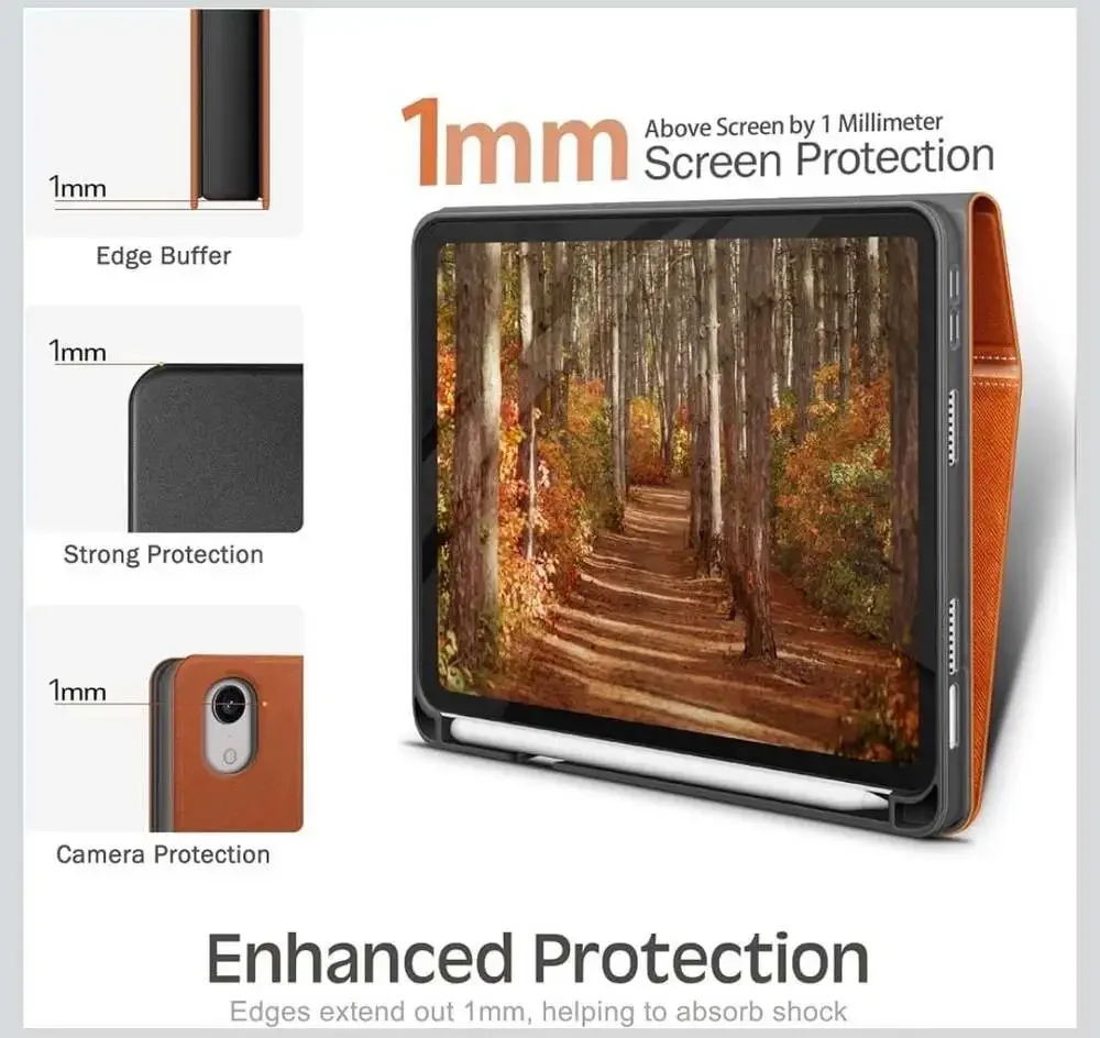KingBlanc PU Leather Smart Folio Case for iPad Mini 7 (2024) & Mini 6 (2021) wit